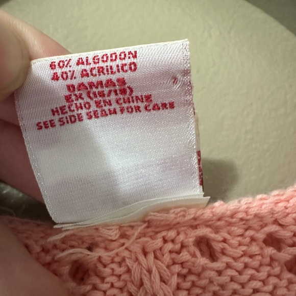 Faded Glory Coral Blush Pink V-Neck Knitted Hooded Sweater w/ 3/4 Length Sleeves - Picture 2 of 7